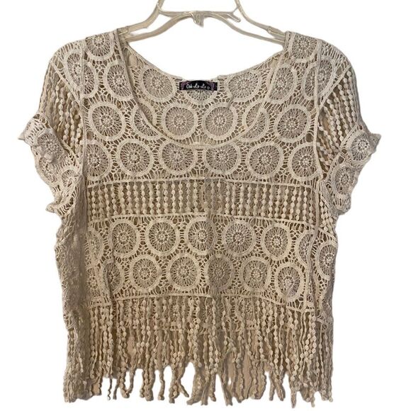 Ooh La La Crotched Cropped Fringe Hem Top - Picture 1 of 5